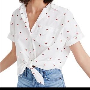 Madewell strawberry tie camp shirt medium